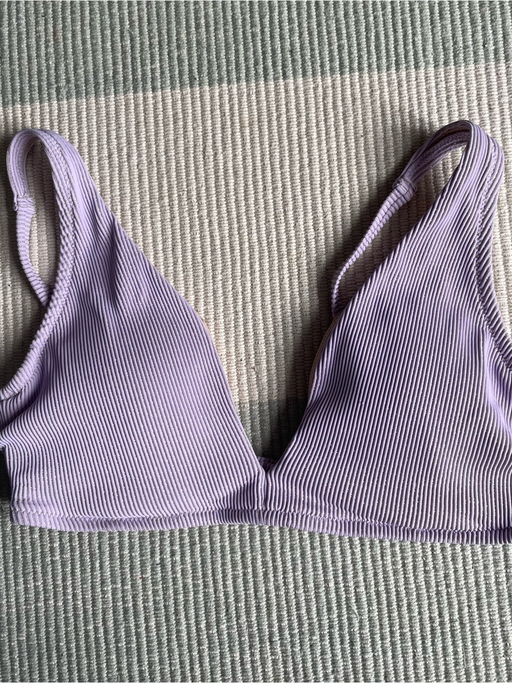 Shade & Shore Lavender Ribbed Triangle Bralette top with wire support, 36C